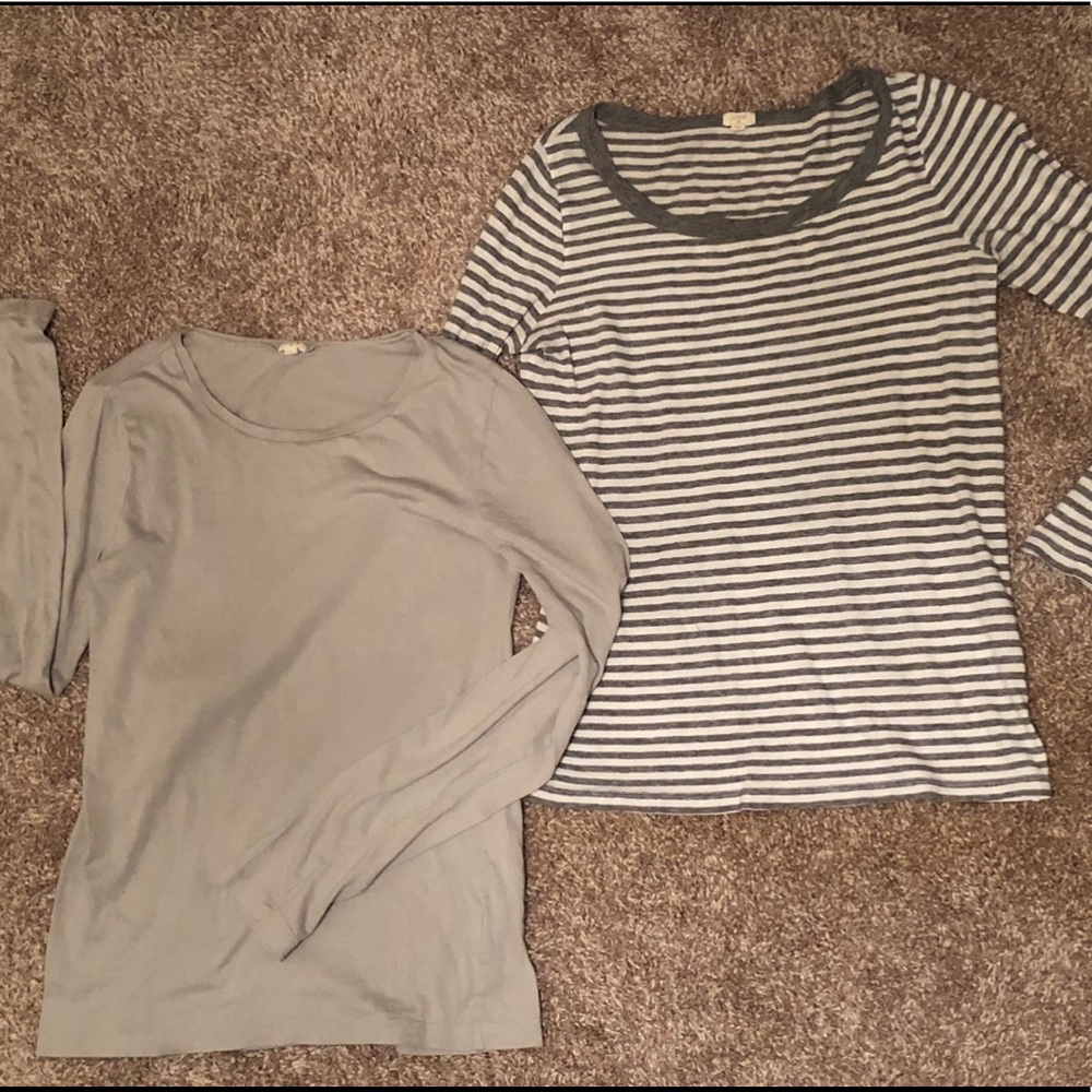 2 j.crew grey light long sleeves